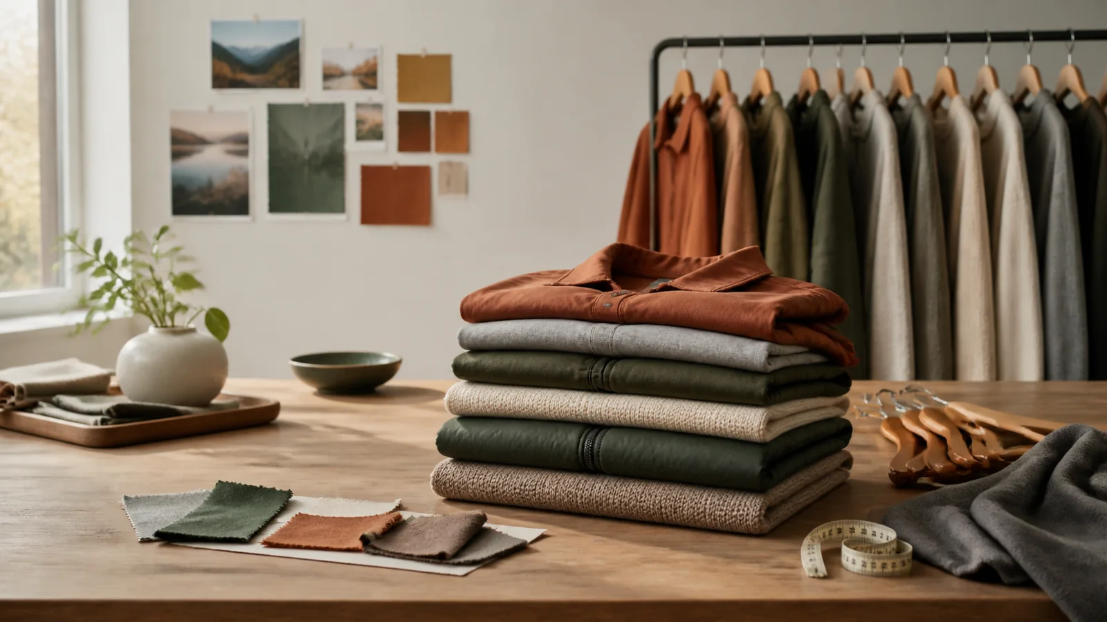 Editorial still life illustrating best layering formats for changeable american weather