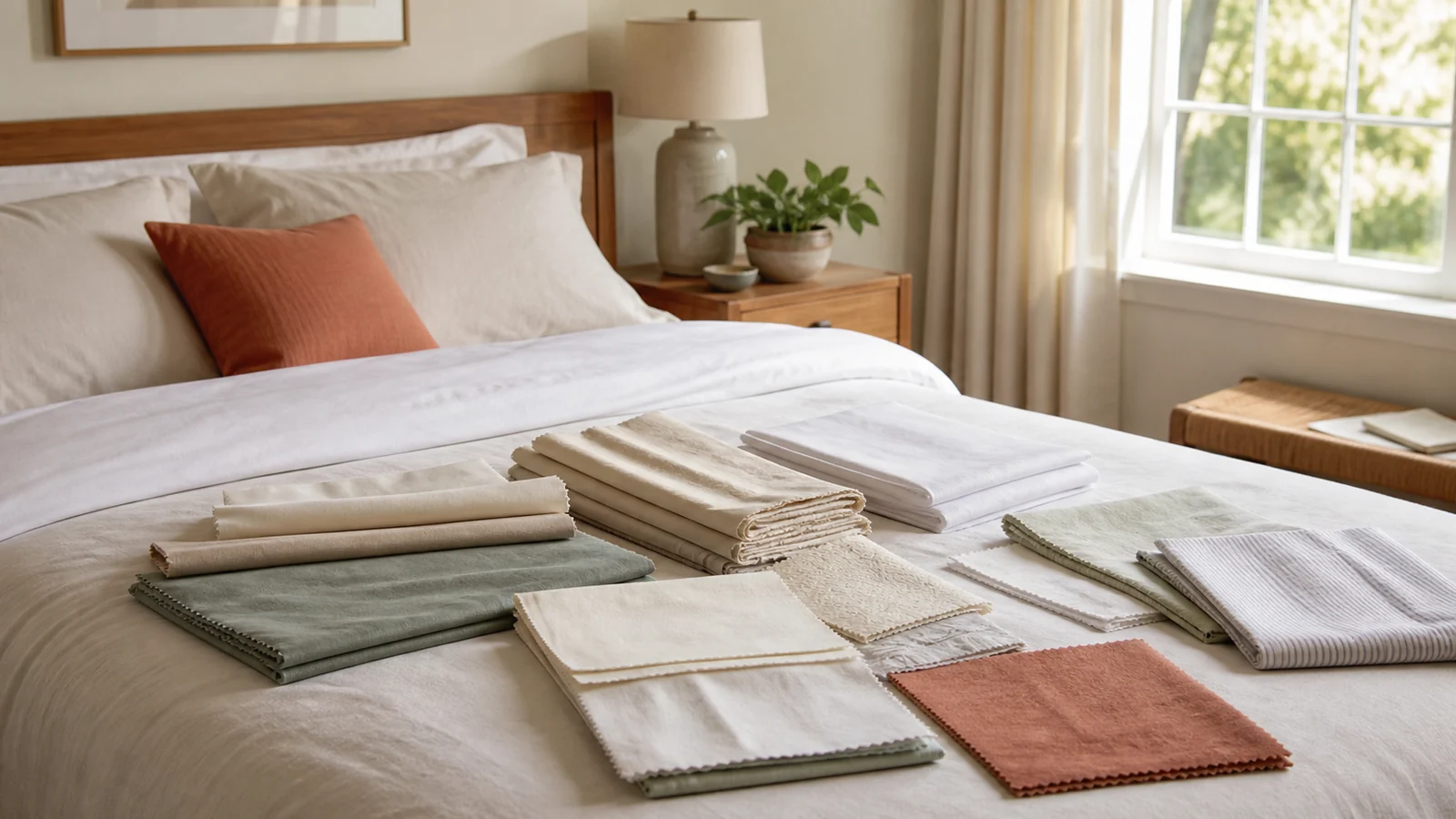Selection details related to buying bed sheets: fiber, weave, feel and care