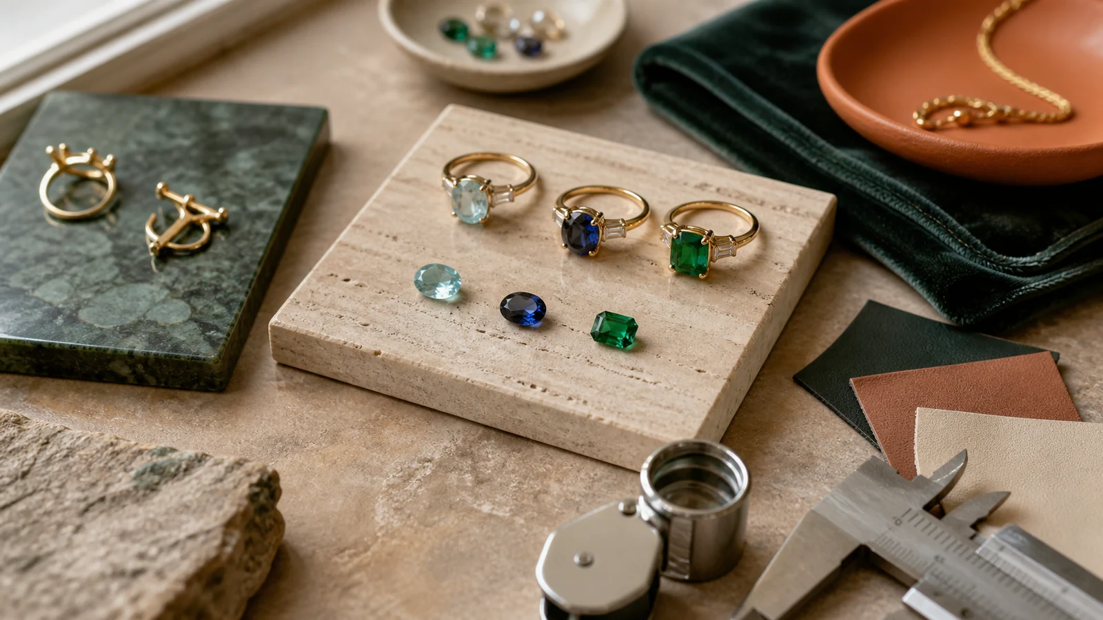 Selection details related to buying gemstone jewelry: questions about treatment, setting and care