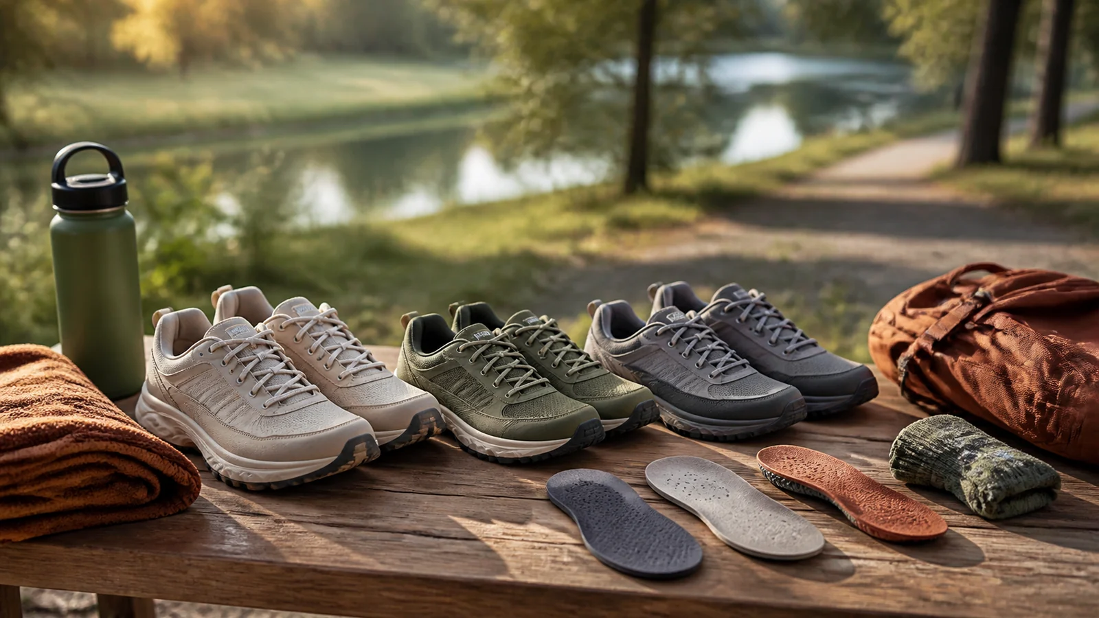 Selection details related to buying walking shoes: fit, surface and return questions