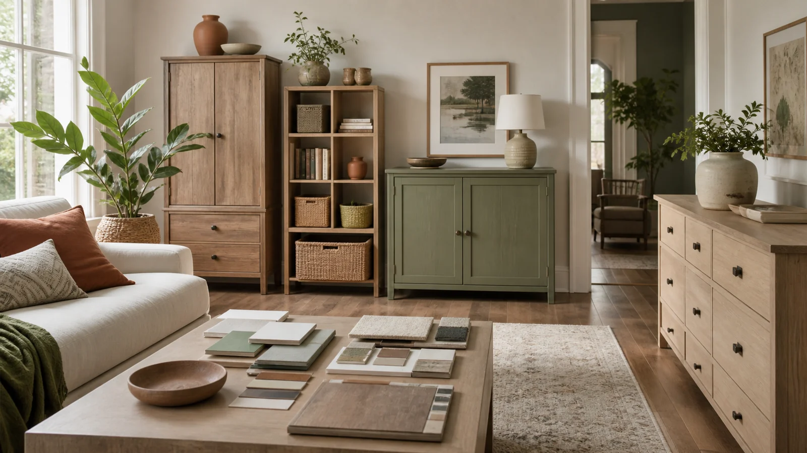 Selection details related to choosing storage furniture by capacity, access and room flow