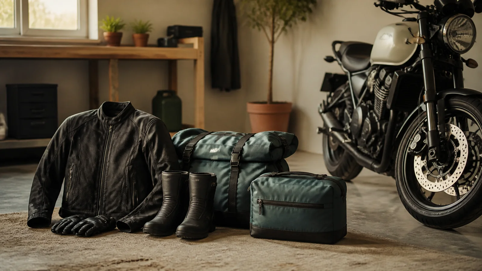 Editorial still life illustrating comfort is not a luxury in responsible motorcycle gear