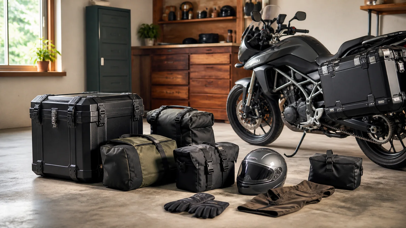 Selection details related to hard vs soft motorcycle luggage: security, weight and flexibility