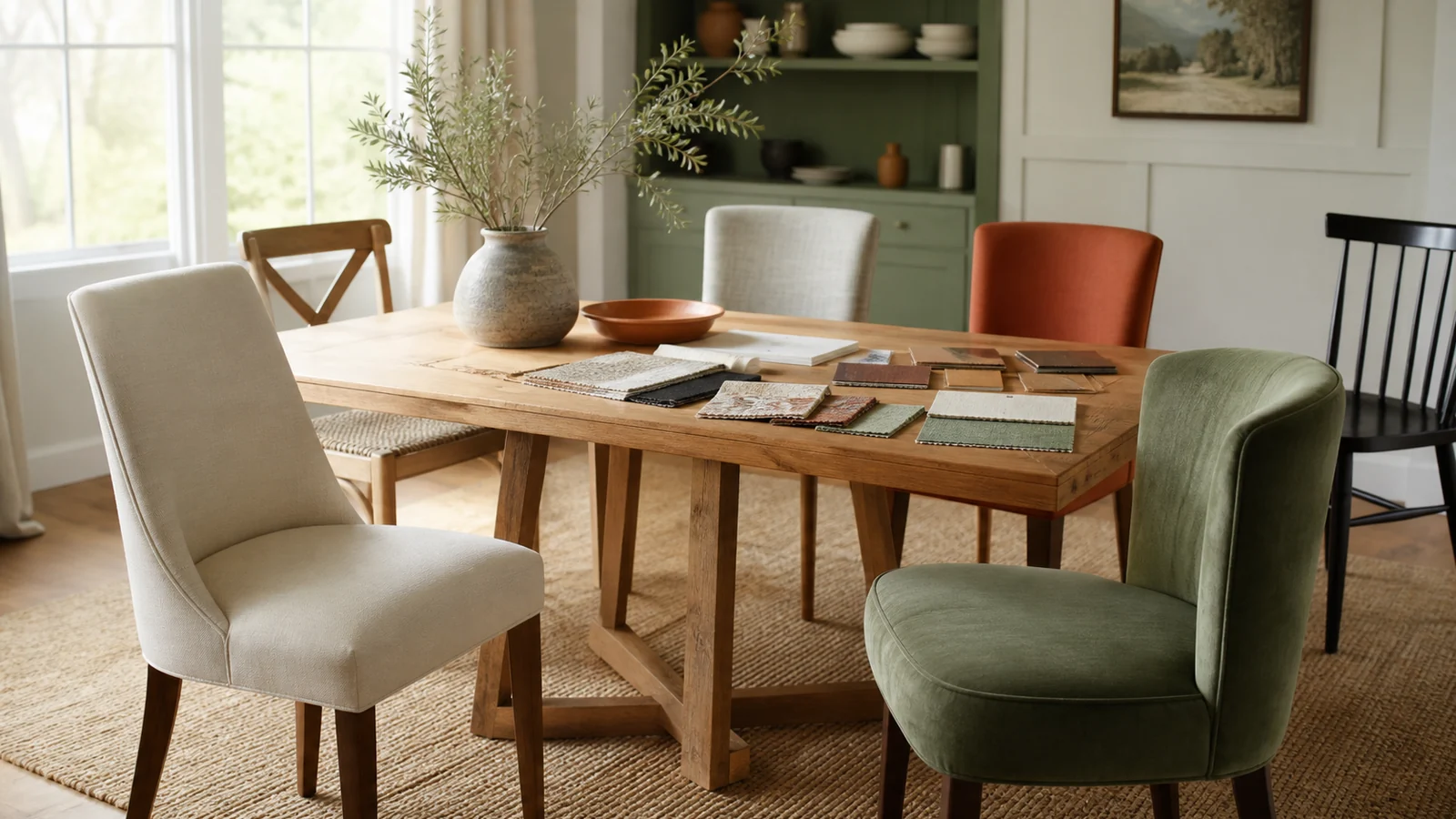 Selection details related to how to choose dining chairs for fit, comfort and everyday cleaning