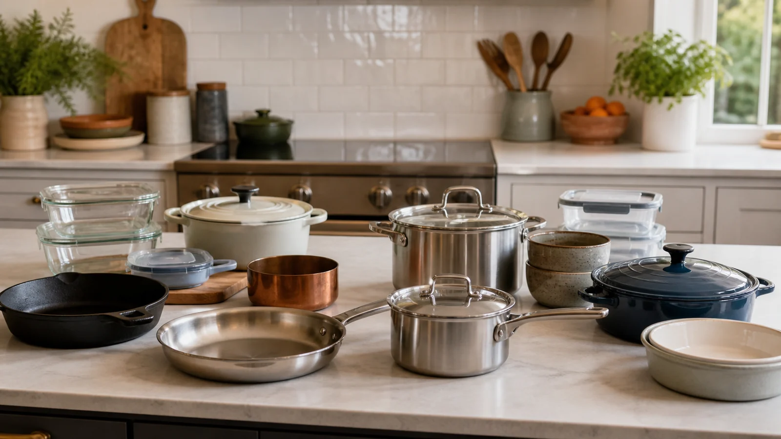 Selection details related to how to choose everyday cookware by material, weight and care