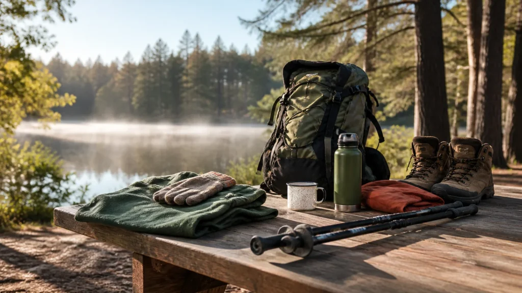 Editorial still life illustrating how to clean and dry outdoor gear before storage