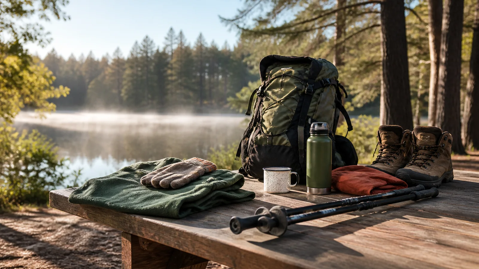 Editorial still life illustrating how to clean and dry outdoor gear before storage
