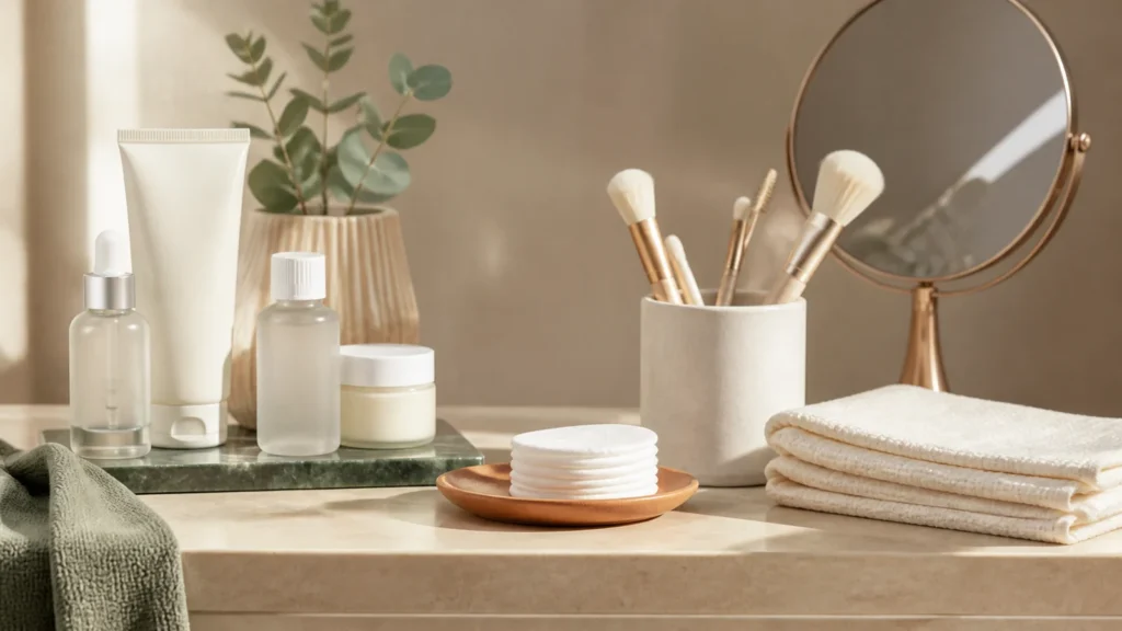 Editorial still life illustrating how to read a u.s. cosmetic label with more confidence