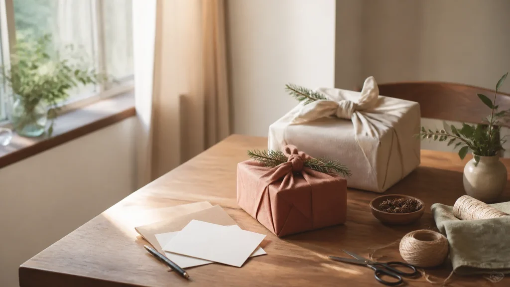 Editorial still life illustrating how to send a gift at a distance with fewer surprises