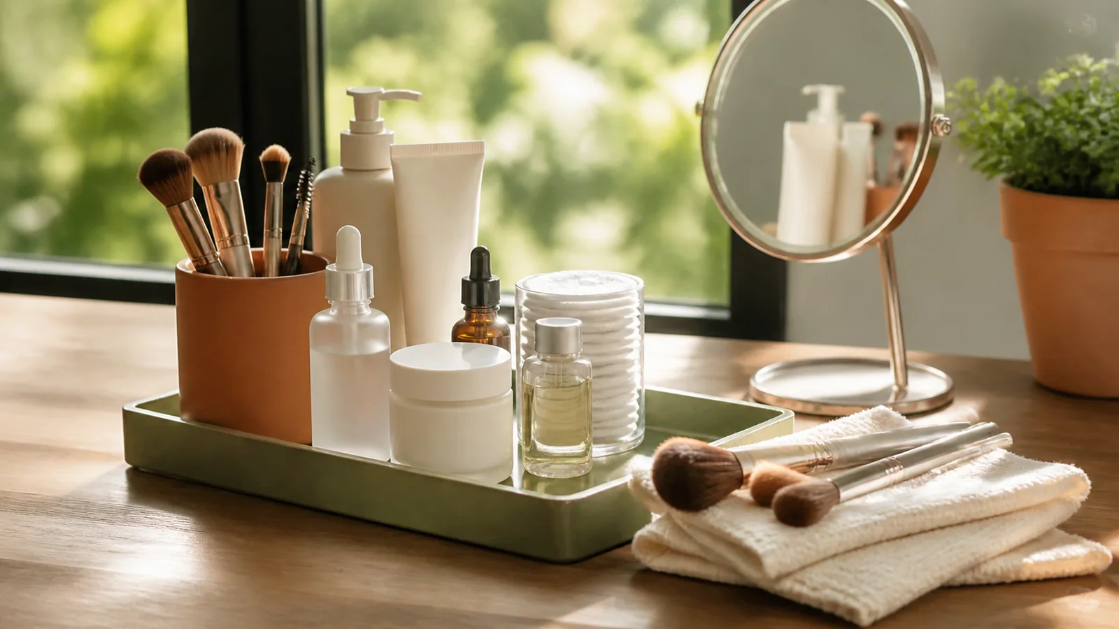 Selection details related to how to store cosmetics and keep reusable tools clean