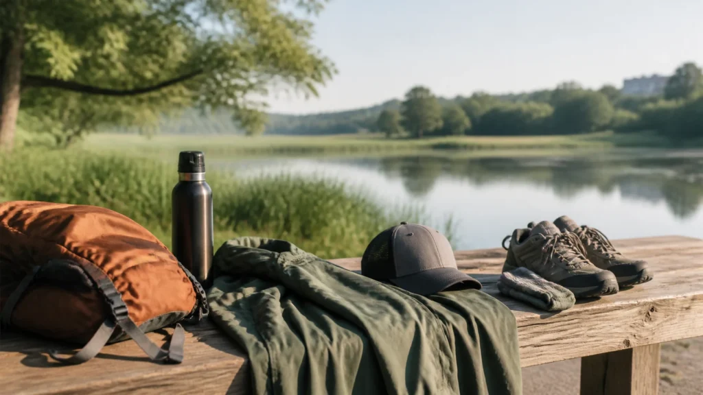 Editorial still life illustrating moisture management in active fabrics: a practical explanation