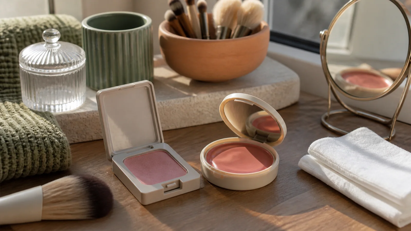 Care and ownership context for powder vs cream blush: finish, application and portability