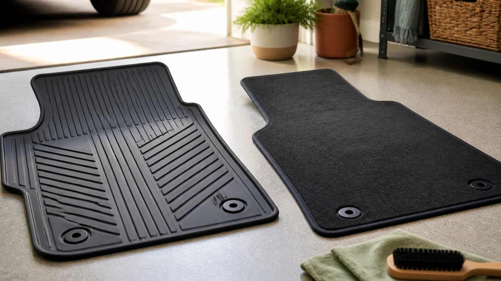Care and ownership context for rubber vs carpet floor mats: weather, cleaning and cabin feel