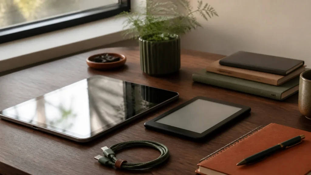 Editorial still life illustrating tablet vs e-reader: which screen fits the job