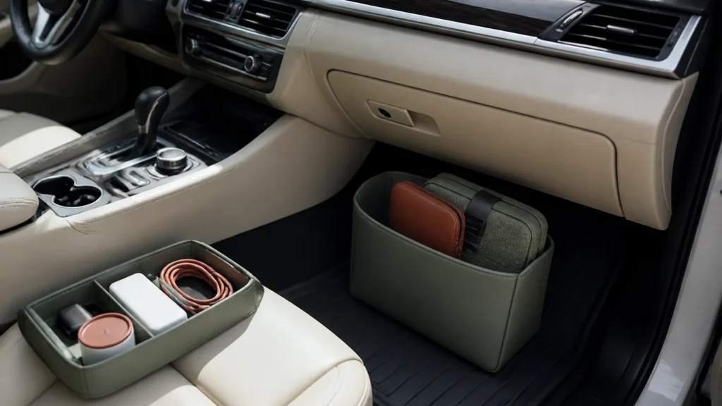 Editorial still life illustrating the best car accessories remove friction without adding clutter