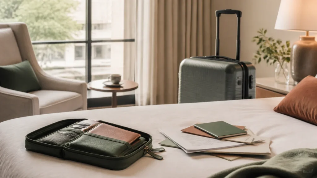 Editorial still life illustrating travel cancellation terms: a plain-english reading framework