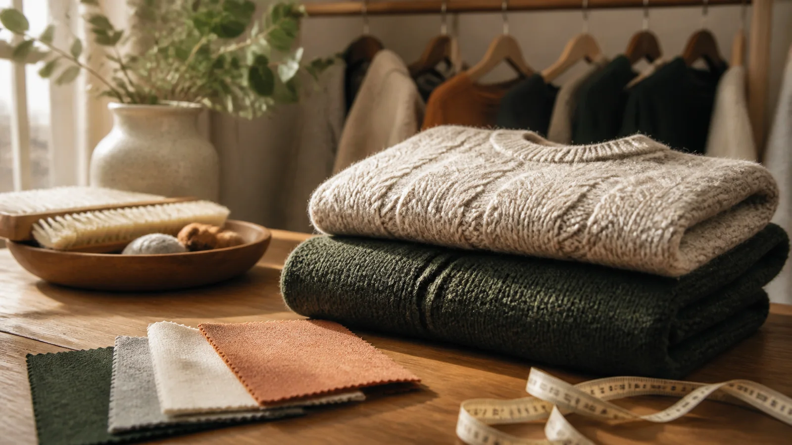 Care and ownership context for wool vs synthetic sweaters: warmth, feel and upkeep